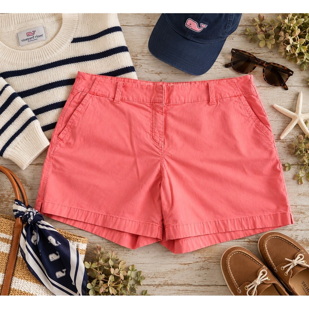 Vineyard Vines Women's Size 16 Coral Pink Chino Shorts 3.5" Inseam Preppy